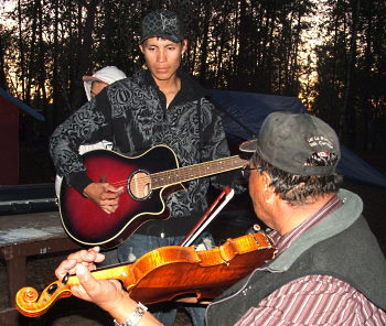 Music at a First Nations camp in Northern Canada
